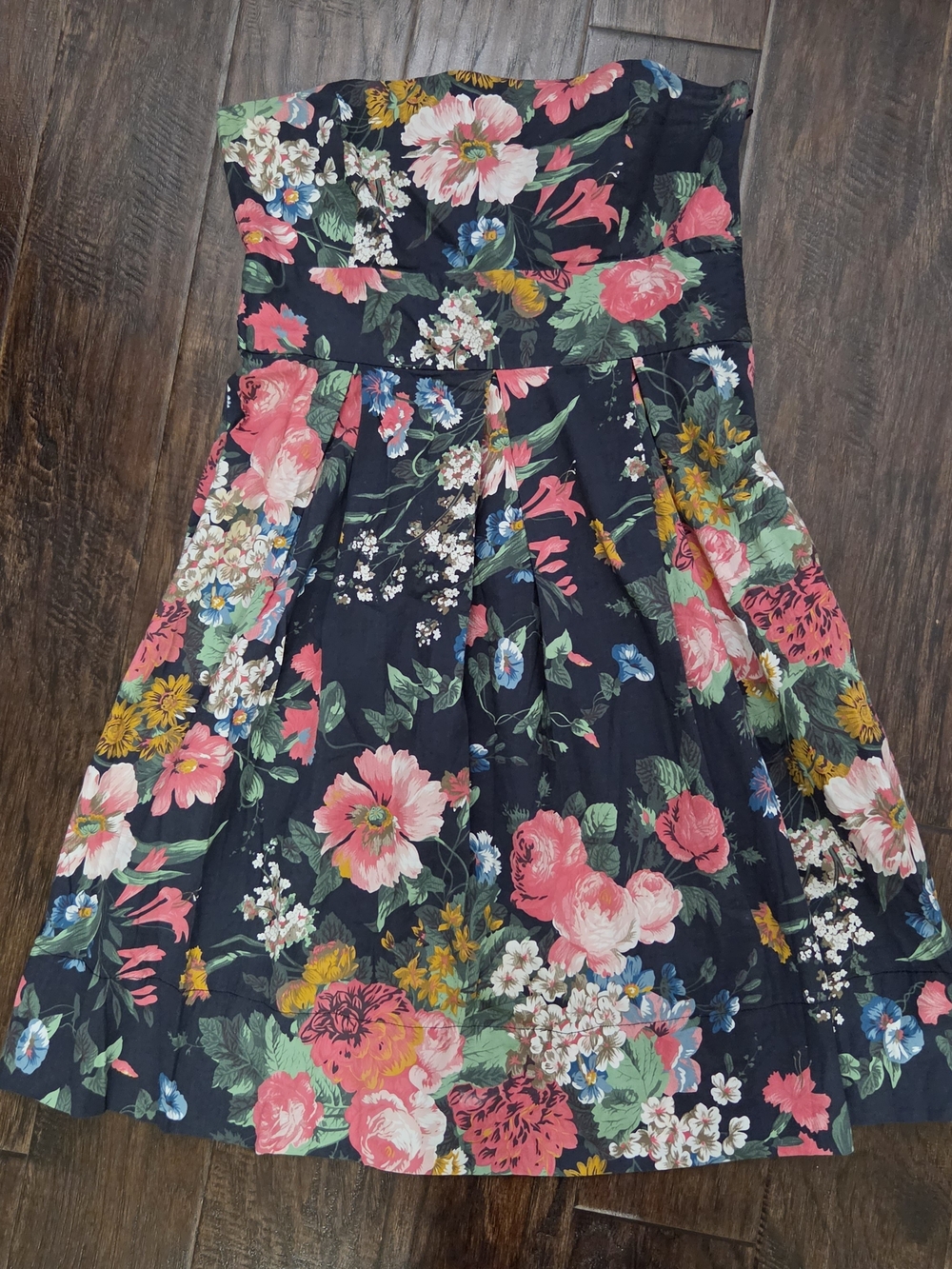 EUC Zara Basic Pink and Yellow Floral Strapless Mini Dress Size Medium